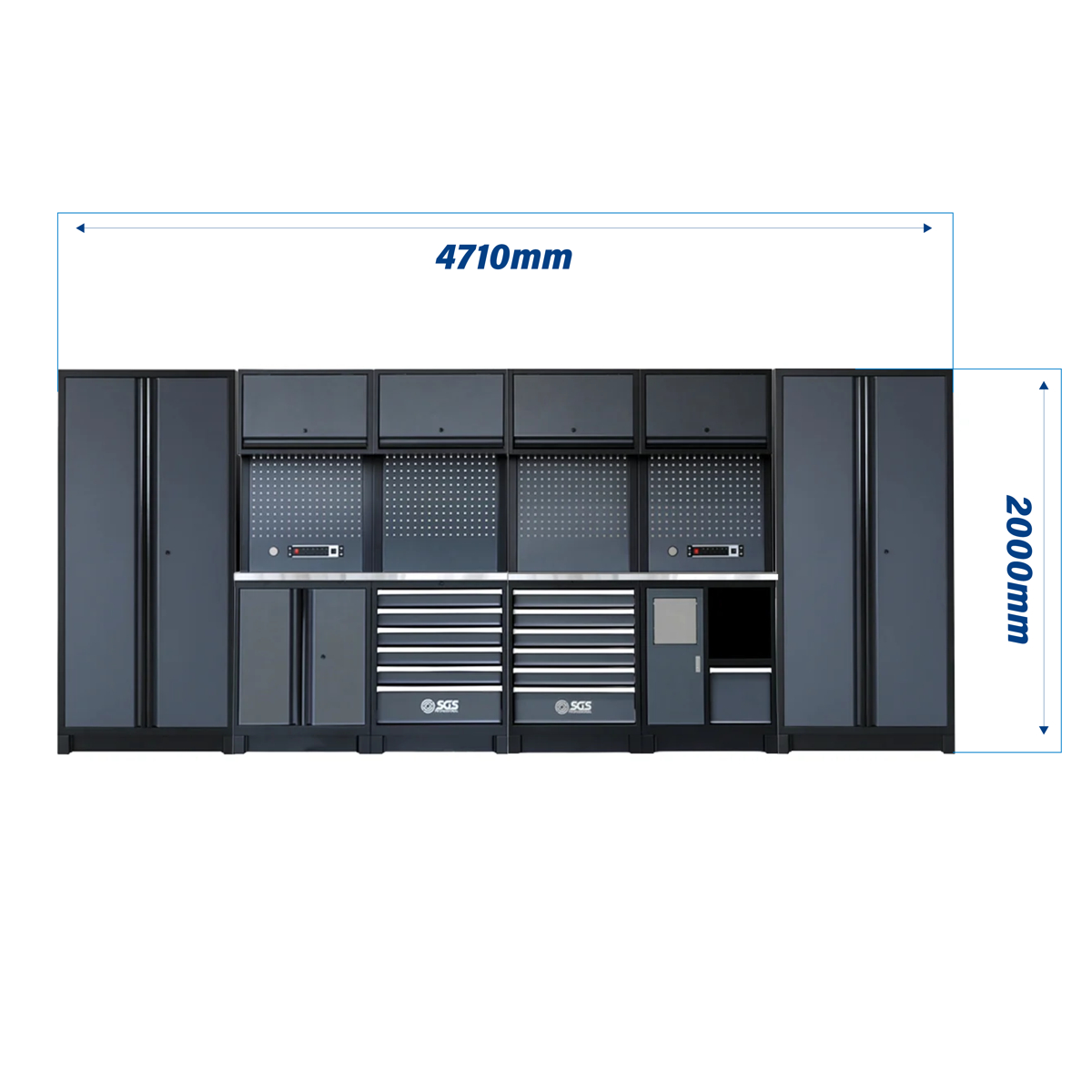 SGS Pro Heavy Duty Garage Storage System | Powerstrip | Bin Unit | Cabinet | Dual Tall Double Cabinets